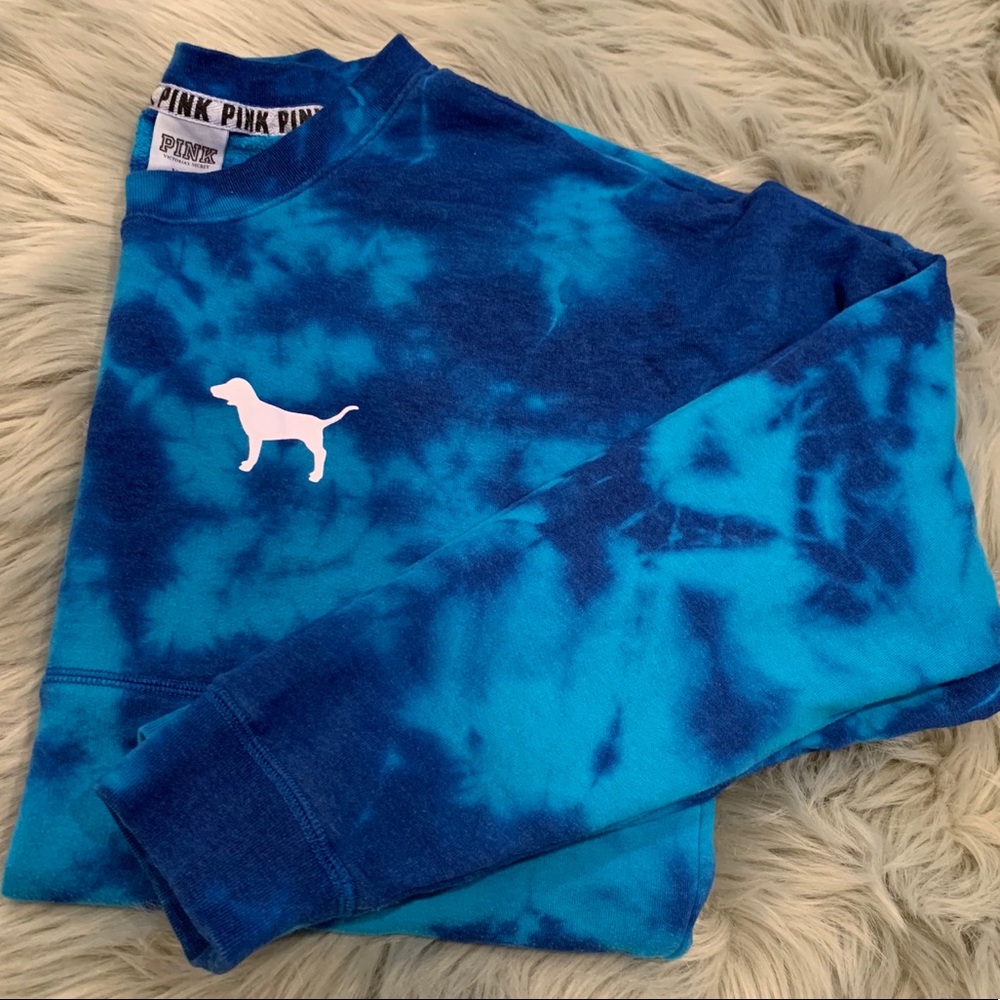 Blue Victoria’s Secret Pink Tie-Dyed Sweatshirt